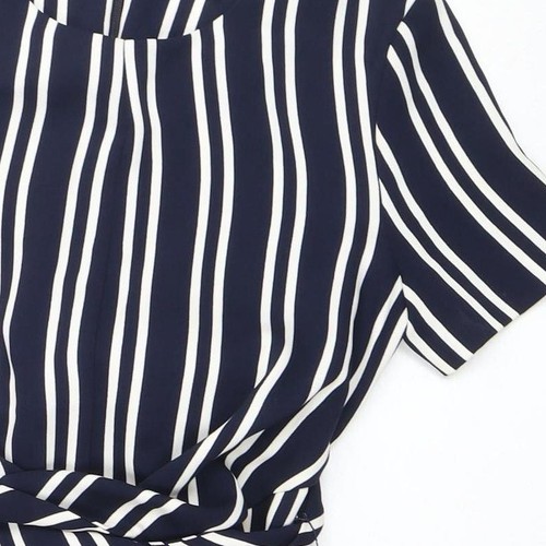 Warehouse Women's Blue Striped Wrap Dress Size 6 - Picture 10 of 12