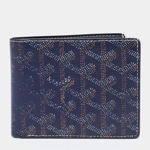 Goyard Victoire Dark Blue Goyardine Coated Canvas Bifold Wallet