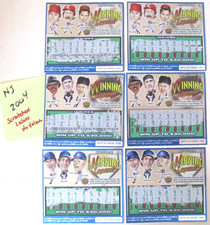 Vintage Lot 6 - 2004 MLB Baseball $2 NJ Lottery Non-Winning Scratch Off Tickets