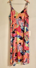 Vincent Camuto V-Neck Sleeveless Fun Colorful Flowing Summer Dress Size L- EUC