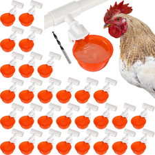 30 Set Automatic Chicken Waterer Cups with 1/2" PVC Tee Fitting Chicken Drinking
