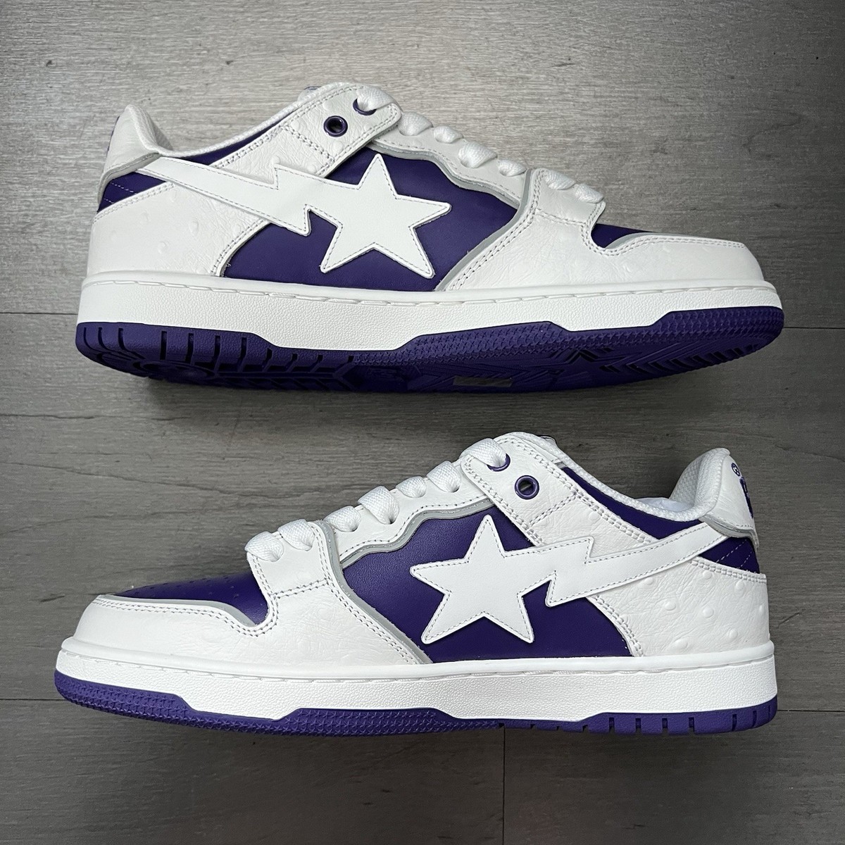 NEW A Bathing Ape BAPE Sk8 Sta #1 Ostrich Pack White Purple Men's