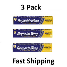 3 pk Reynolds Wrap Non-Stick Aluminum Foil Roll, 12 inches Wide, 50 Sq. Ft.