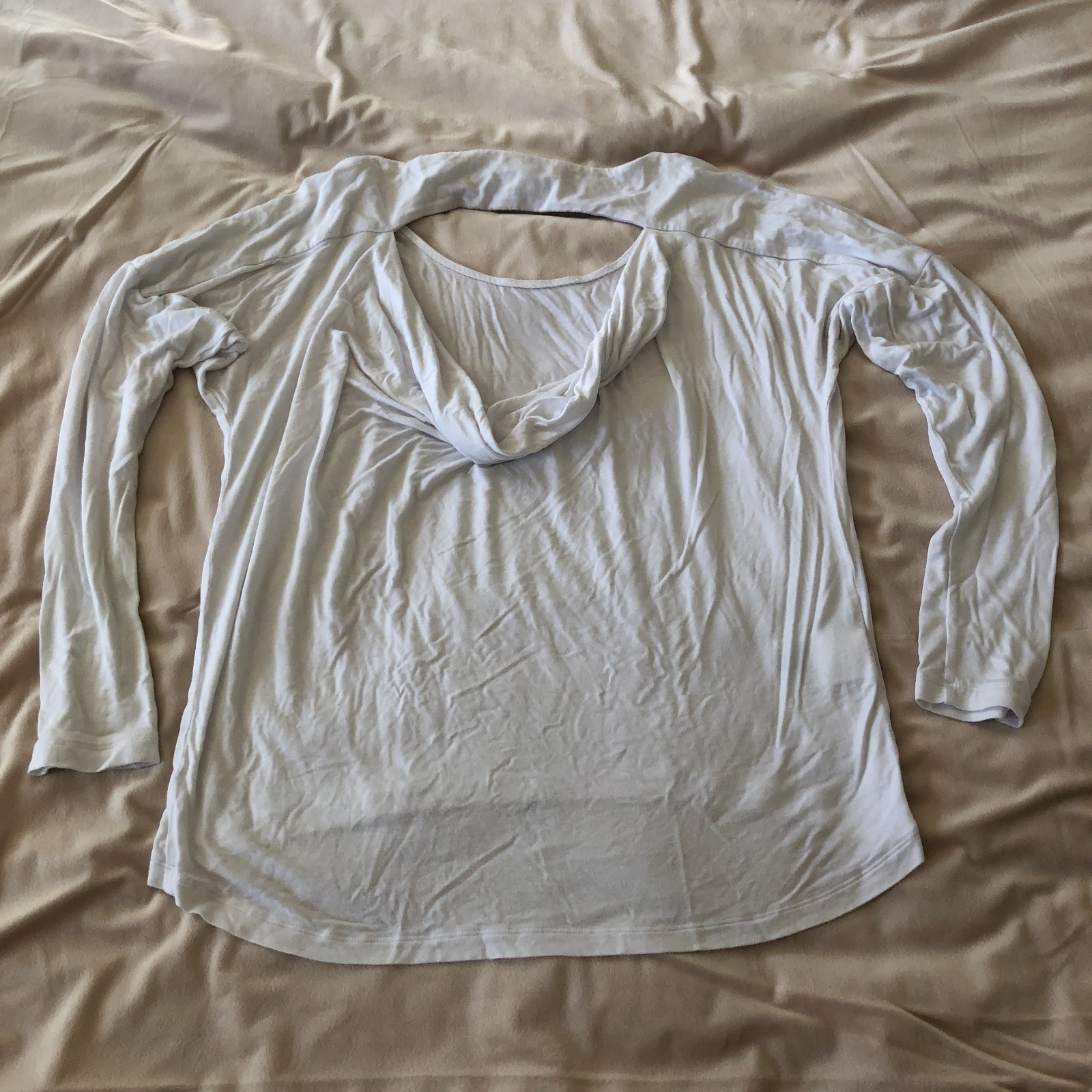 BCBGeneration White Draped Open Back Long Sleeve … - image 2