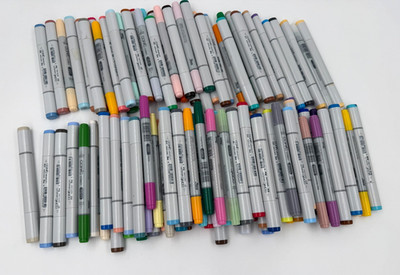 Lot of 108 COPIC Markers-Sketch and Ciao-Assorted Colors + 2 Blenders, PreOwned