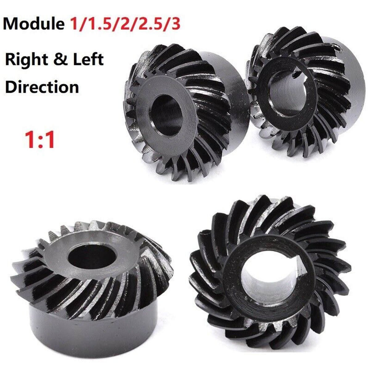 1:1 Spiral Bevel Gear Helical Module 1/1.5/2/2.5/3 Right & Left Direction Steel