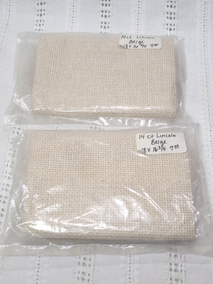 2 Zweigart 14ct Cross Stitch Aida Cloth Color Lincoln Beige 18'' x 16.75'' Ecru