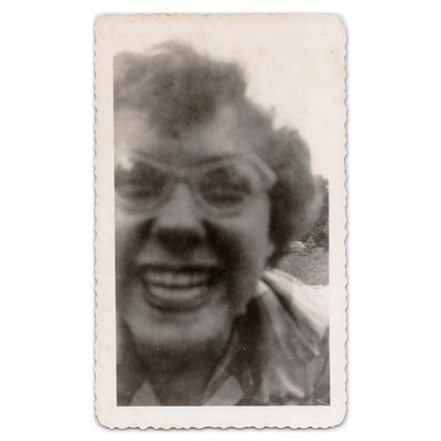 Ecstatic Selfie Snapshot - 1950s Black & White Blurred Portrait - Girl Close-Up