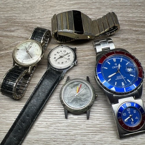 Vintage Watch Lot For Repair Croton Timex Bradley Rock Watch