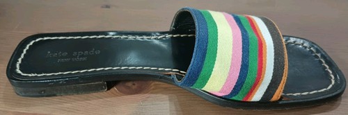 Scarpe sandali bassi Kate Spade multicolore a righe slide taglia 8B Made in Italy - Foto 5 di 15