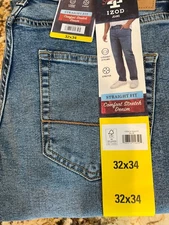 NWT's  IZOD Men's Comfort Stretch Denim Jeans Straight Fit 32W X  34L  Blue