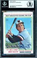 Brooks Robinson Beckett BAS Signed 1978 Topps 1977 Record Breaker Autograph