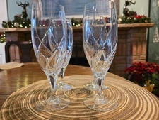 Set Of 4 Mikasa Olympus Crystal Water/Iced Tea Wine Glasses Swirl Design 8.5 In