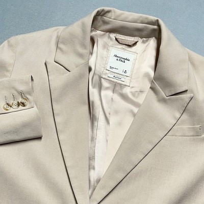 New Abercrombie Fitch Boyfriend Blazer Neutral Beige Med Viscose 38-40x30 Preppy