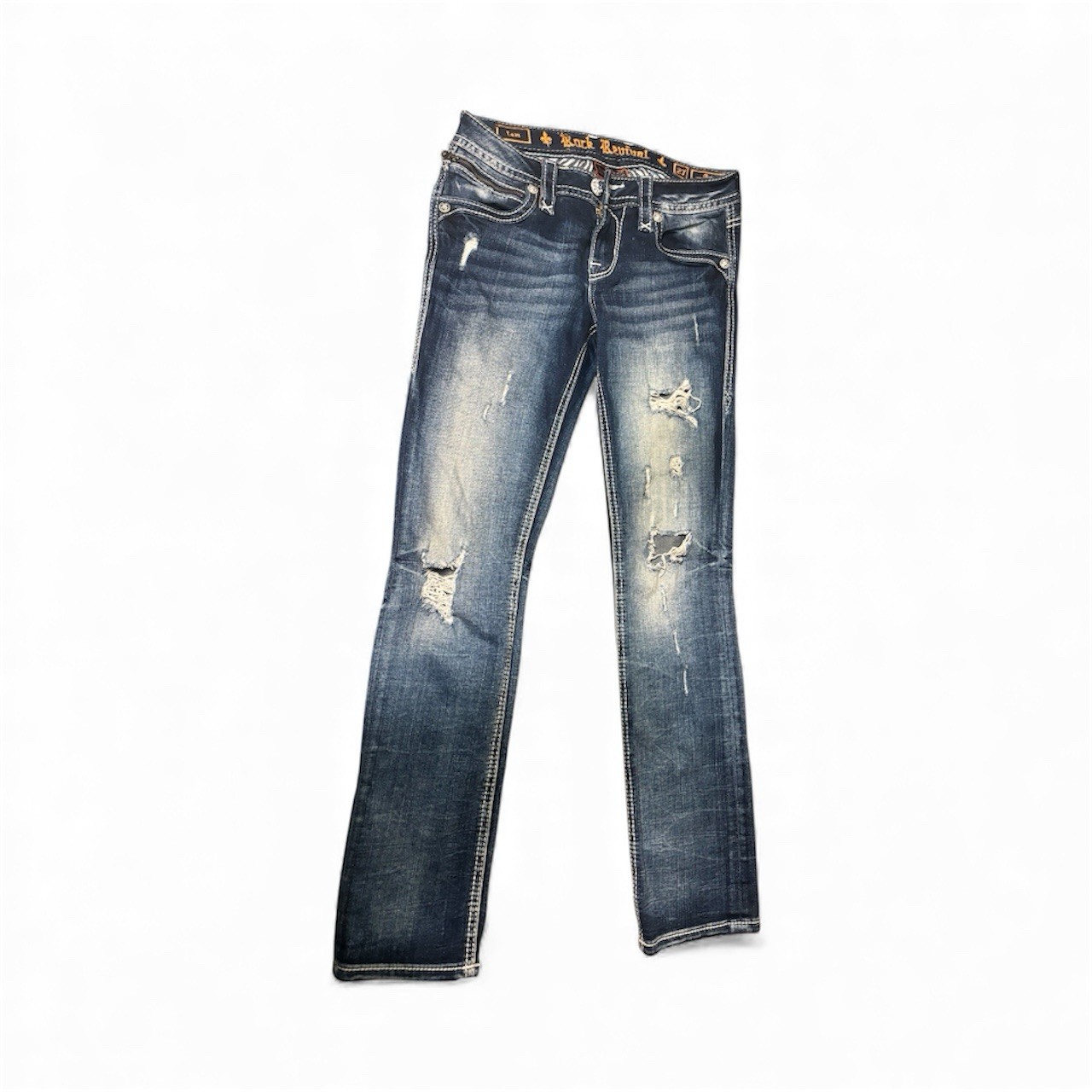 Rock Revival Women's Size 27 Mid Rise Straight Blue Jeans