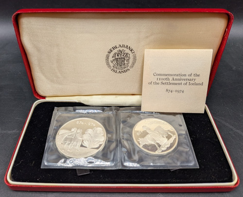 874-1974 Iceland 1100th Anniversary of Settlement Sterling Silver Coin Set 1.5oz
