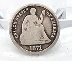 1871 Seated Liberty Half Dime Key Date Lot. H282