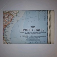 Vintage 1968 National Geographic The United States Political Fold Out Map USA