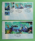 DR WHO 1998 AUSTRALIA 2 FDC OCEAN MARINE LIFE COMBO SHARK/DOLPHIN/WHALE R67302