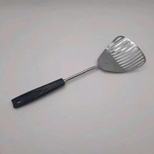 Vintage Ekco Kitchamajig Slotted Spoon Black Plastic Handle KItchen Tool 12"