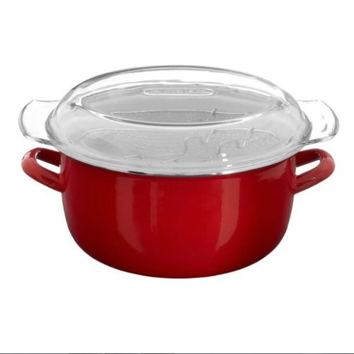 5l Deep Fryer Fat Fry Chip Pan Enamel Pot Chips Pyrex Lid Steel Basket Induction - Picture 15 of 20