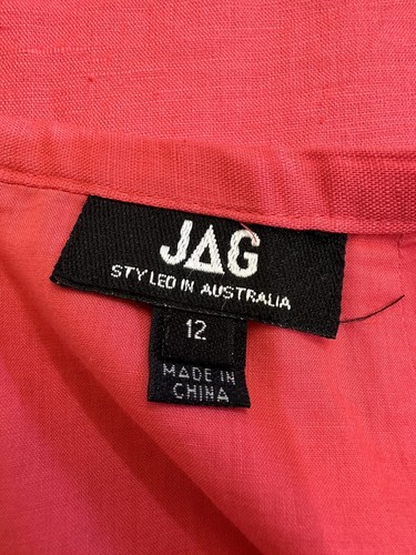 Y2K 00s JAG pink linen cotton floral embroidered beaded skirt size 12 - Picture 8 of 9