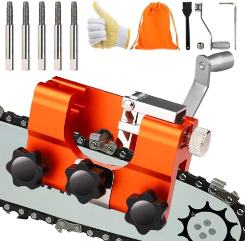 Chainsaw Chain Sharpening Jig Portable Hand Crank Sharpener Tool Set - Picture 2 of 9