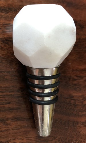 Vintage White Jade Octagon Hand Carved Ball Wine Cork Stopper Topper - Picture 4 of 6