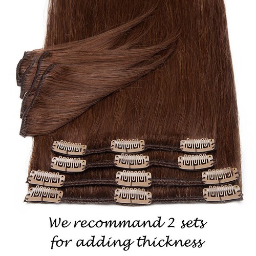 CLEARANCE Clip In Real Remy Human Hair Extensions 8 Pieces Full Head Color Weave - Picture 29 of 59