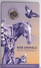 AUSTRALIAN: 2024 $2 WAR ANIMALS REMEMBRANCE PURPLE POPPY C MINTMARK COIN #336
