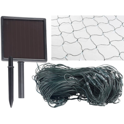 Lunartec Solar-LED-Lichternetz, 198 LEDs, kaltweiß, 3 x 3 m, IP44