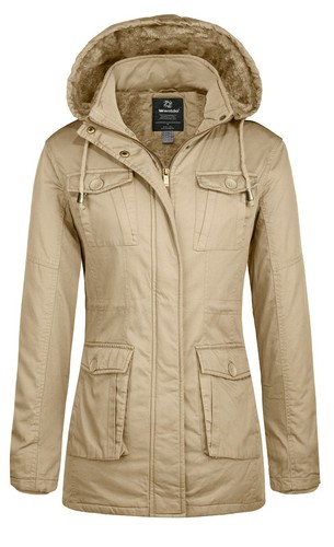 Wantdo Womens Winter Military Jacket Coat Fleece Jacket Warm with Removable Hood - Picture 20 of 32