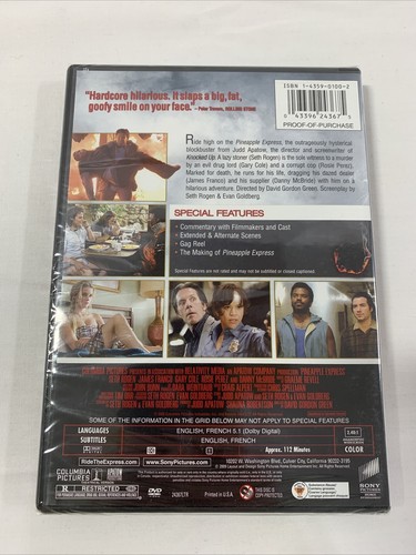 PINEAPPLE EXPRESS DVD (2009) SETH ROGEN JAMES FRANCO NEW SEALED FREE SHIPPING - Picture 2 of 2