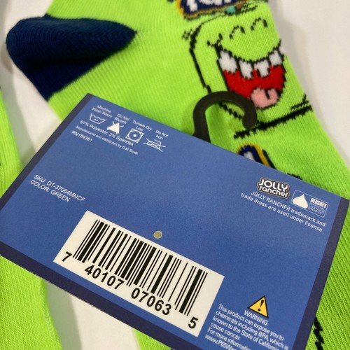 new JOLLY RANCHER SOCKS green apple candy funny retro ADULT CREW OSFM men/women - Picture 3 of 5
