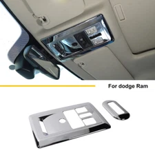 Inner ABS Top Roof Reading Light Lamp Cover Bezels For Dodge RAM 2010-15 Chrome