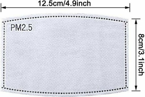 Face Mask Replacement Filter Refill,PM2.5, 5 Ply Carbon 125x80mm 5 PACK Filters - Picture 3 of 3