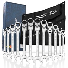 HASKYY 12tlg Zoll Gelenk-Ring-Maul-Ratschenschl&uuml;ssel Satz 1/4"-1" Inch Imperial