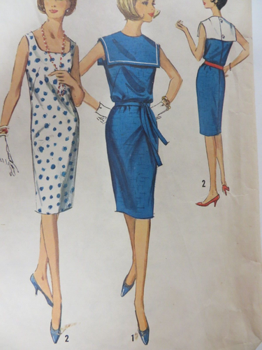 Vintage 60's Simplicity 5876 SAILOR-COLLAR DRESS Sewing Pattern Woman Sz 12 - Picture 3 of 7