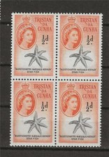 Tristan da Cunha 1960 Sc# 28 Starfish Queen Elizabeth block 4 MNH