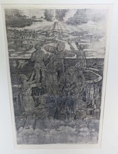 Kitzig Alfred 1902-1964 Radierung Aufschwebende Personen Figuren über Großstadt