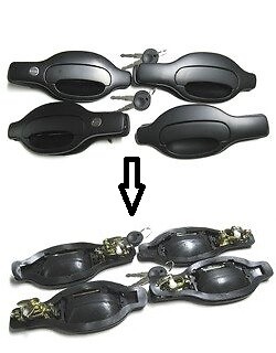Set de 4 poignées de porte noires pour VW Jetta A2 de 1984 à 1992