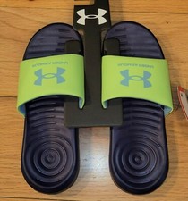 Under Armour Ansa Fixed slides flip flop sandals shoes NWT youth 4 blue green