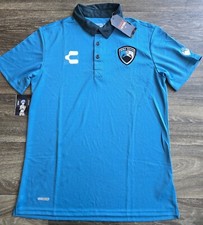 NUEVO SIN ETIQUETAS Charly Tampico Madero Jaiba Brava Polo de Fútbol Azul Para Hombre Talla Mediana