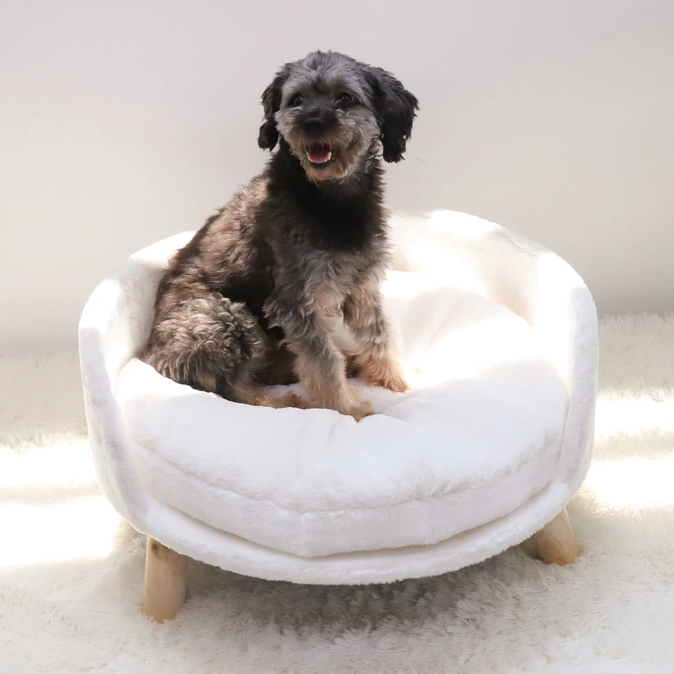 Pet Sofa Bed Raised Cat Chair Small Dog Couch Bed Removable Cushion Sleep House - Image 4 of 4