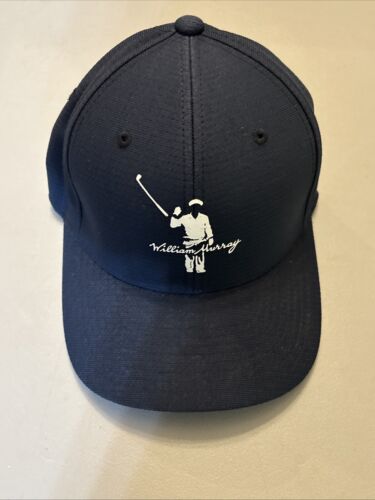 William Murray Hat Golf Baseball Cap Navy Blue S/M Stretch Flex Fit Plaid