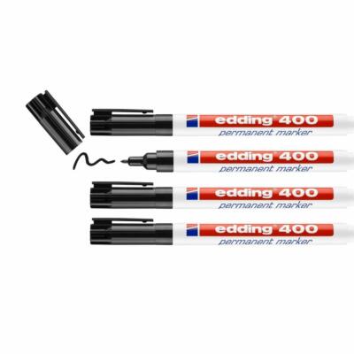 edding 400 Permanentmarker - schwarz - 4 Stifte - feine Rundspitze 1 mm