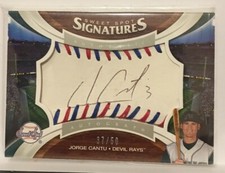 Jorge Cantu 2006 Sweet Spot Signatures Red & Blue Stitch Baseball Autograph #/50