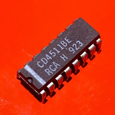 [2x] CD4511BE RCA CMOS BCD-to-7-Segment Latch Decoder Driver IC PDIP-16