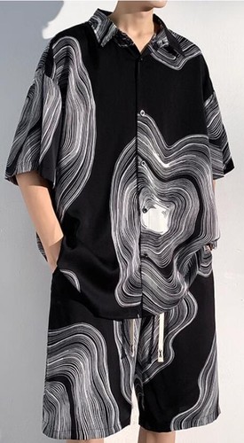 Herren Sommer Locker Chinesischer Stil Dünn Cool Hemd Kurzarm Shorts Set 2 Stck. - Bild 6 von 10