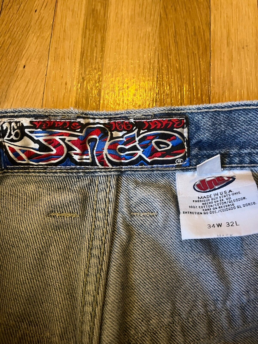 Vintage 90s Y2K JNCO Jeans Wide Leg Baggy Skate Size 34/32